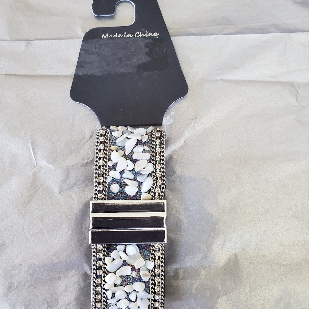 White and Gray Stone and Crystal Bracelet...NWT